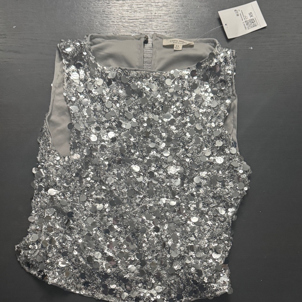 Forever 21 Glittering Silver Sequin Blouse